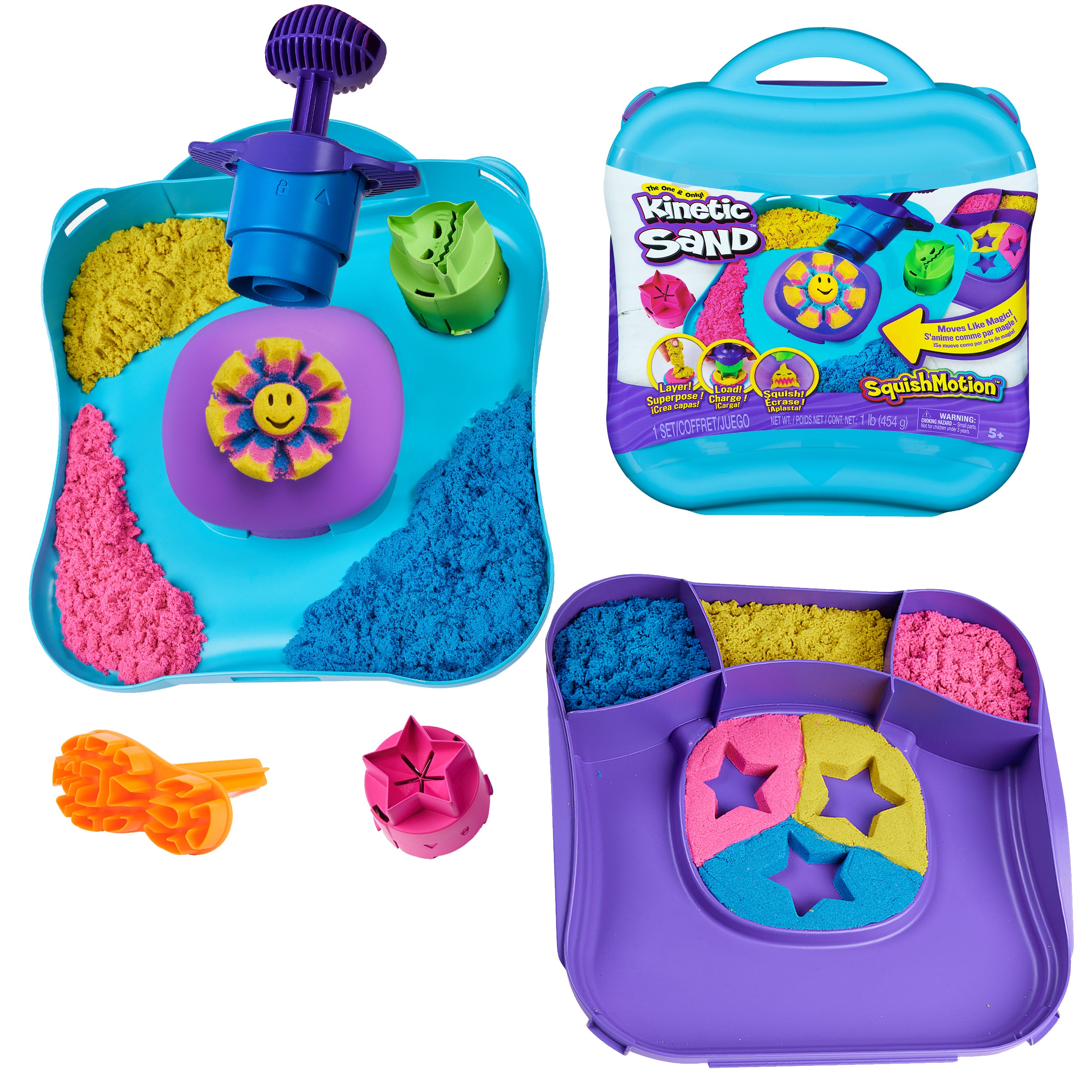スポーツトイ・アクショントイ SHOWPONY Kinetic Sand, SquishMotion with 1lb Pink, Yellow & Blue Play Sand
