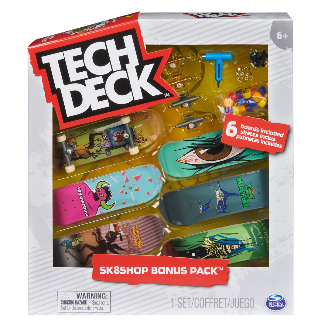 Tech Deck Toy Machine Sk8shop Fingerboard Bonus Pack Collectible and Customizable Mini Skateboards Kids Toys for Ages 6 and up Shop Spin Master