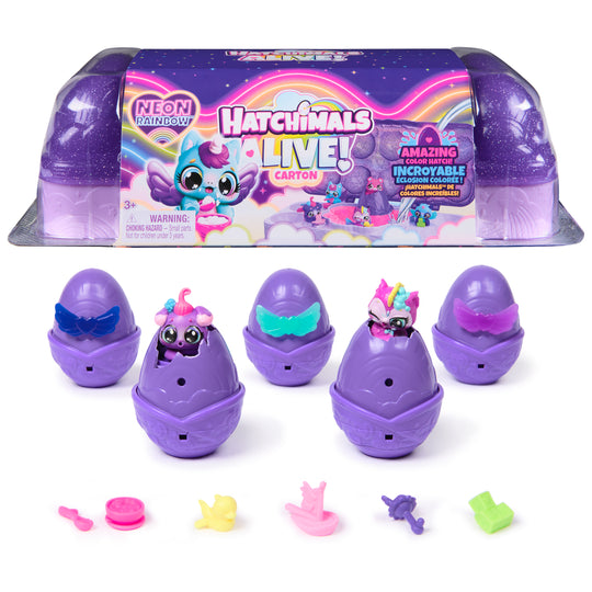 Hatchimals Alive, Neon Rainbow Egg Carton