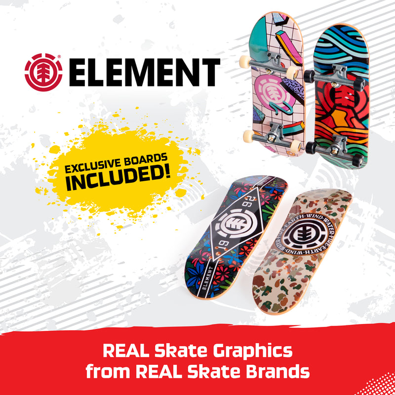 Tech Deck, Ultra DLX Fingerboard 4-Pack, Element Skateboards