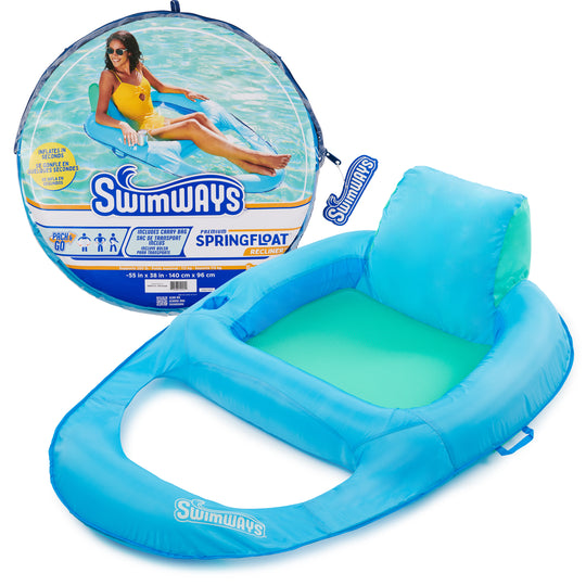 SwimWays Spring Float Premium Recliner Pool Lounger (Blue)