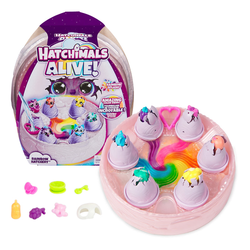 Hatchanimals Hatchimals Alive, Rainbow Hatchery Toy with 6 Mini Figures in Color ...