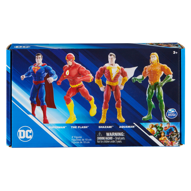 DC Comics, 4-inch Action Figure 4-Pack (Superman, The Flash, Shazam, Aquaman)