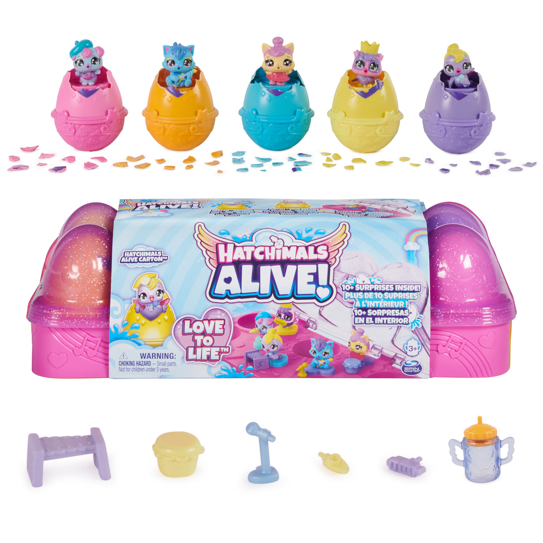 Hatchimals Alive, Egg Carton Toy with Mini Figures in Self