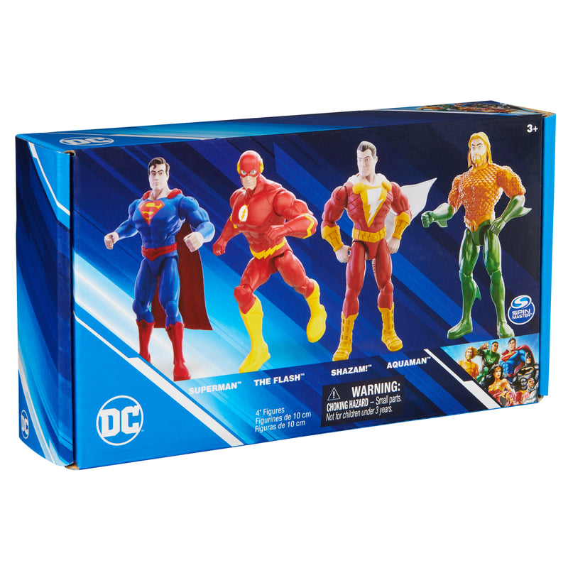DC Comics, 4-inch Action Figure 4-Pack (Superman, The Flash, Shazam, Aquaman)