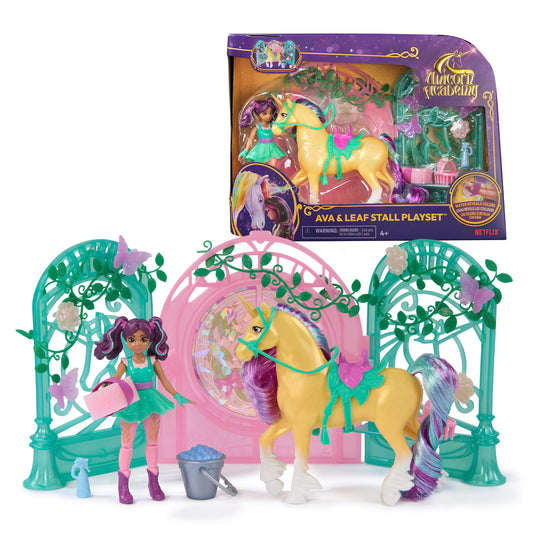 Unicorn Academy, Ava Doll & Color-Change Leaf Stall Playset
