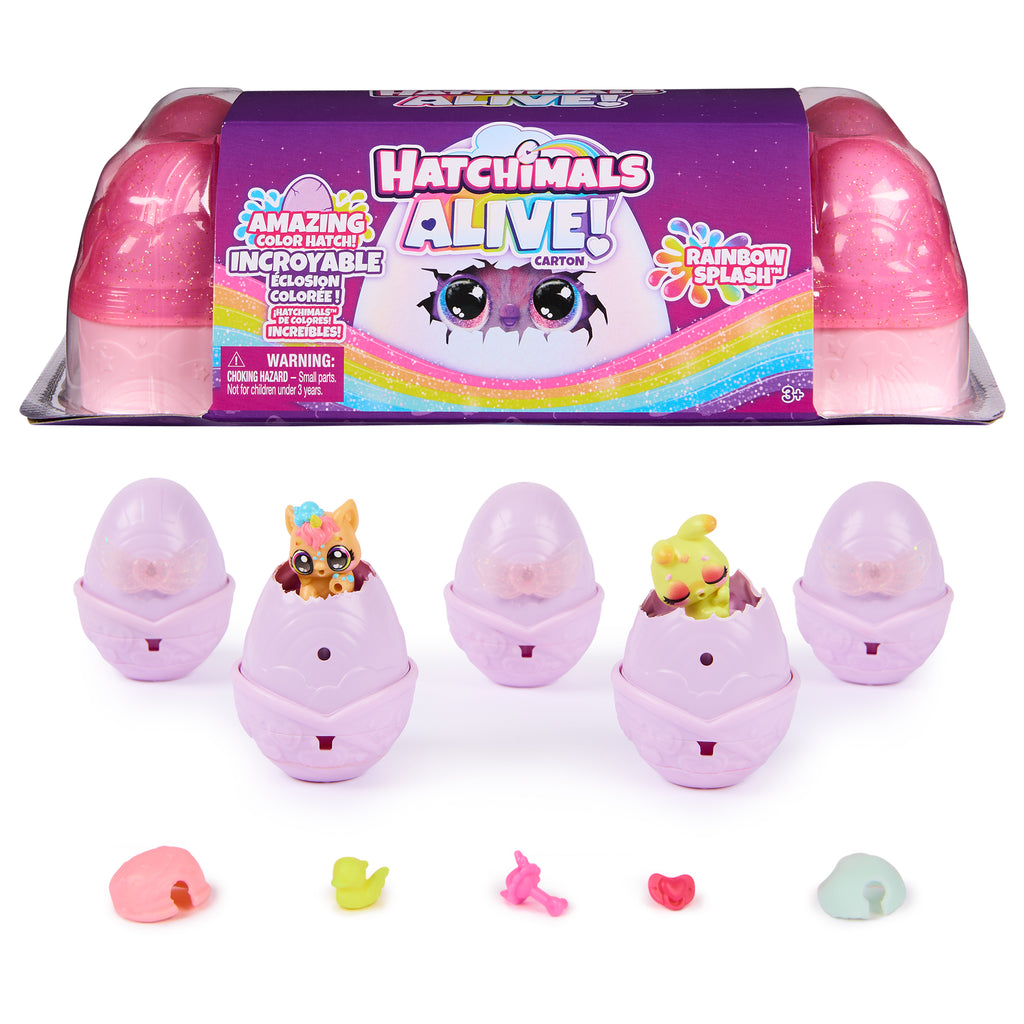 Hatchimals Alive Rainbow Splash Egg Carton Toy with 5 Mini Figures in Color Reveal Eggs 10 Accessories Halloween Gifts for Girls Boys Ages 3 Shop Spin Master