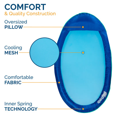 Spring Float Recliner Swim Lounger for Pool or Lake with Hyper-Flate Valve, Blue
